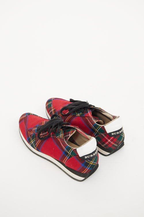 Burberry Red Multi Colour Tartan Sneaker