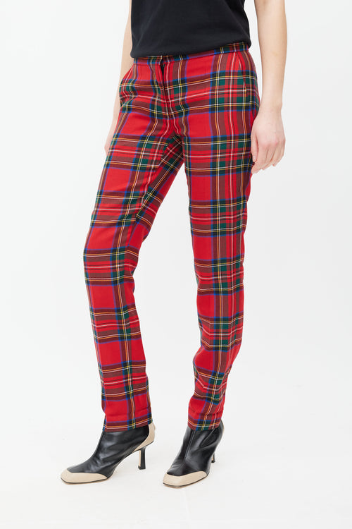 Burberry Red 
Multicolour Wool Plaid Trouser