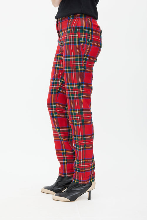 Burberry Red 
Multicolour Wool Plaid Trouser