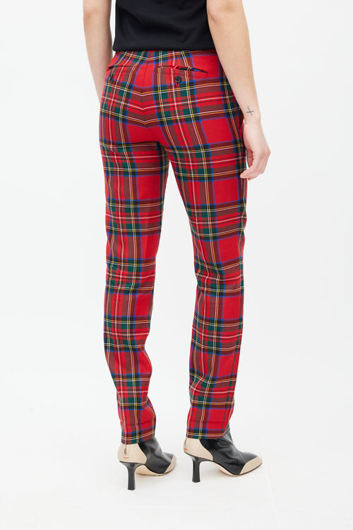 Burberry Red 
Multicolour Wool Plaid Trouser