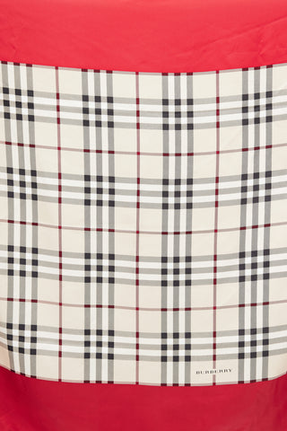 Burberry Beige 
Red Nova Check Silk Scarf