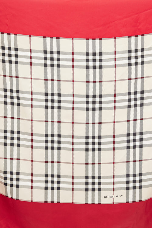 Burberry Beige 
Red Nova Check Silk Scarf