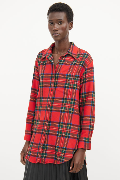 Burberry Red Wool Plaid Top