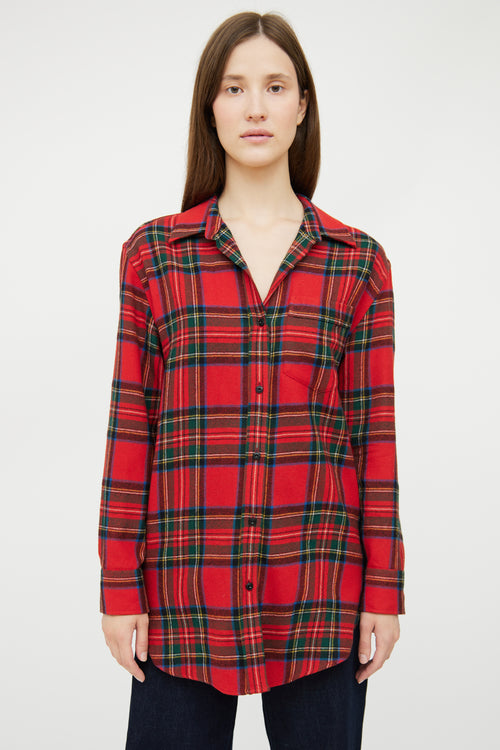 Burberry Red 
Multi Plaid Wool Shirt