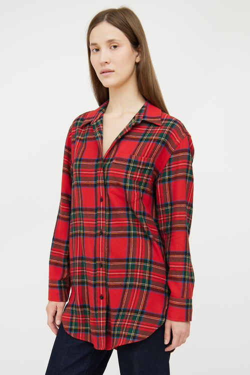 Burberry Red 
Multi Plaid Wool Shirt