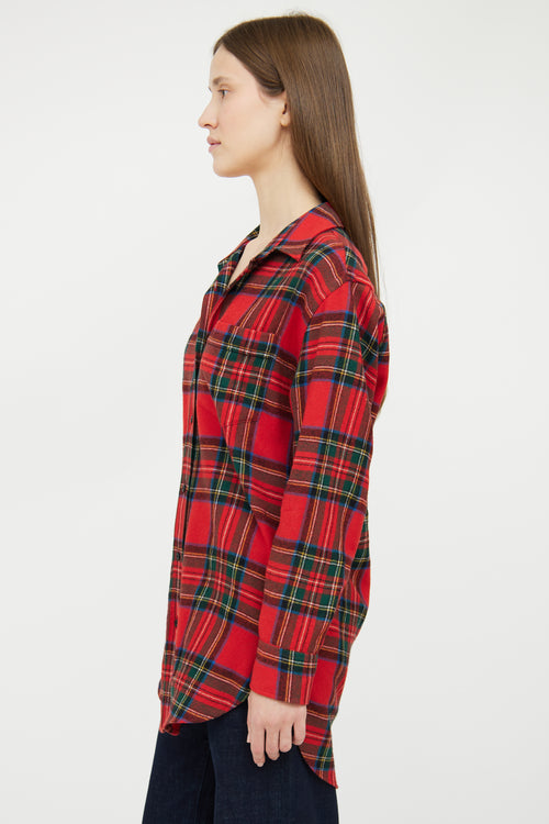 Burberry Red 
Multi Plaid Wool Shirt