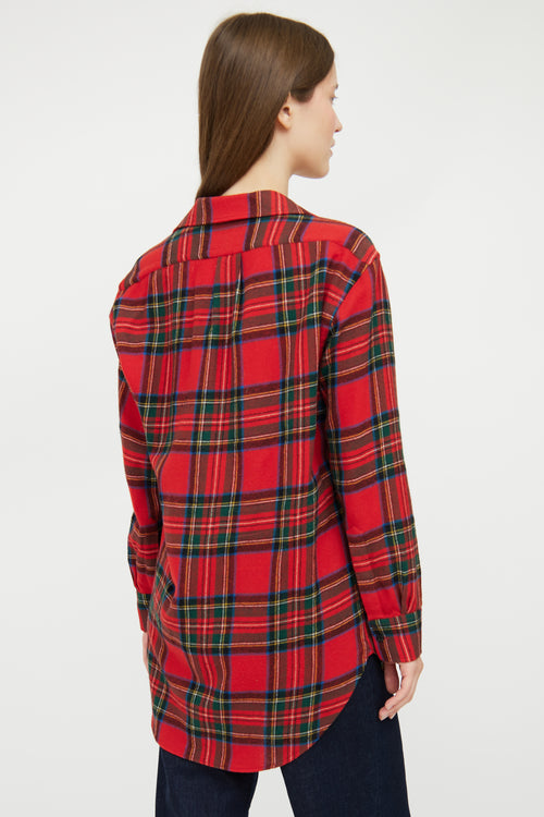 Burberry Red 
Multi Plaid Wool Shirt