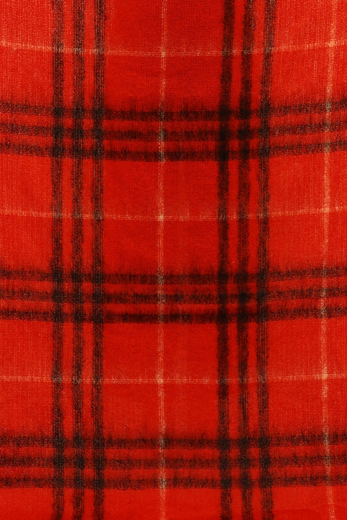 Burberry Red Check Mohair Blend Blanket