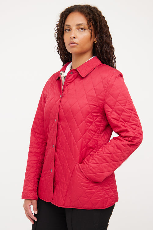 Burberry Red Quilted Long Sleeve Jacket