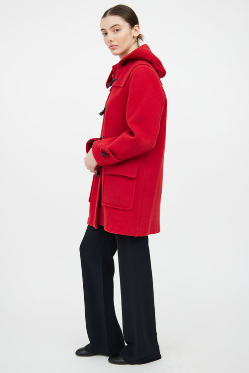 Burberry Red Wool Duffle Coat