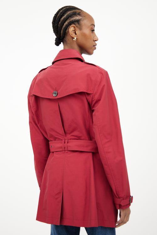 Burberry Red Double Breasted Trench Coat