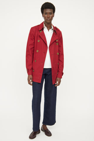 Burberry Red Double Breasted Trench