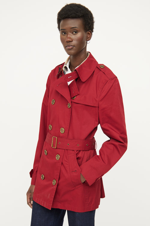 Burberry Red Double Breasted Trench