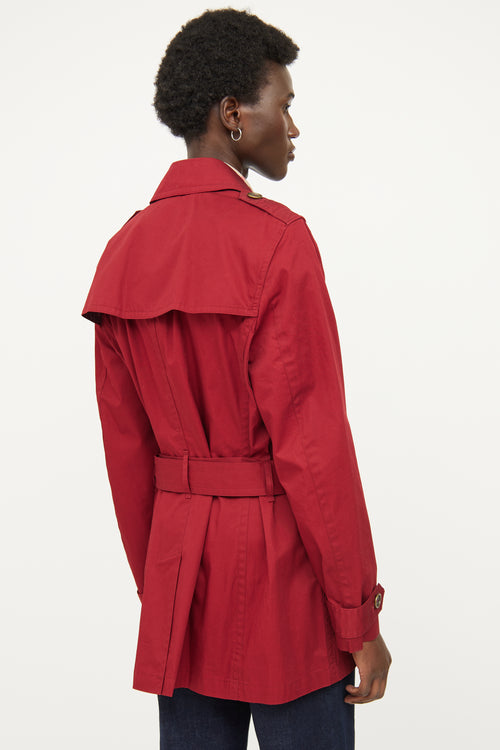 Burberry Red Double Breasted Trench