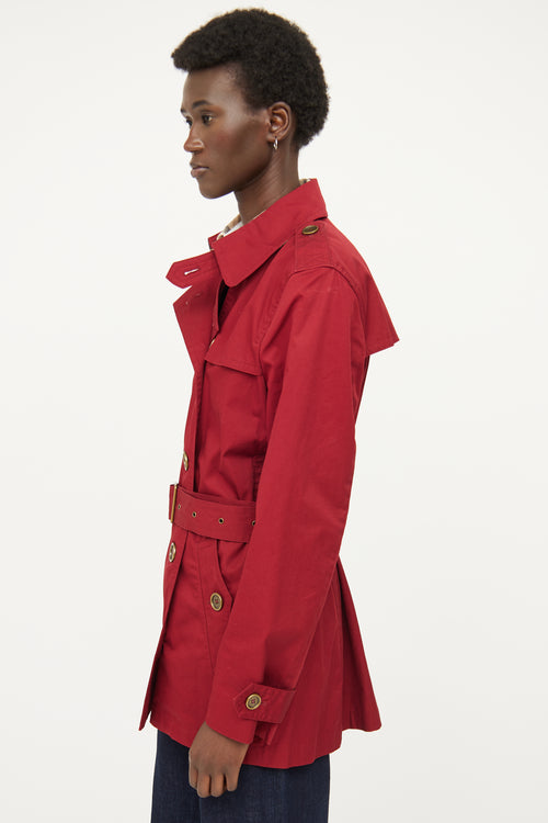 Burberry Red Double Breasted Trench