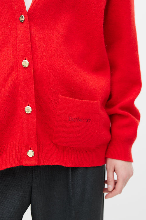 Burberry Red Wool Cardigan