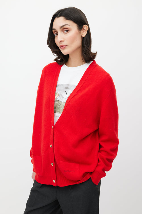 Burberry Red Wool Cardigan