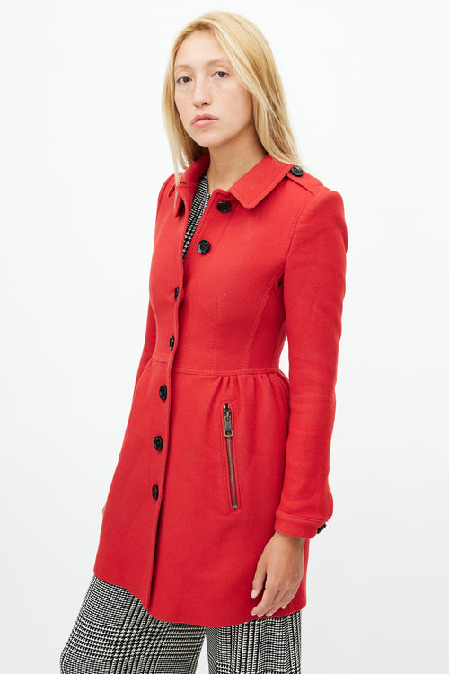 Burberry Red Wool Trench Coat