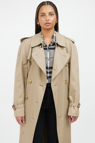 Burberry Mens Tan Double Breasted Trench Coat