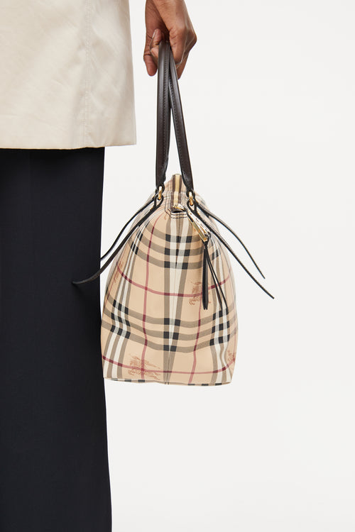 Burberry Beige Haymarket Salisbury Small Tote Bag