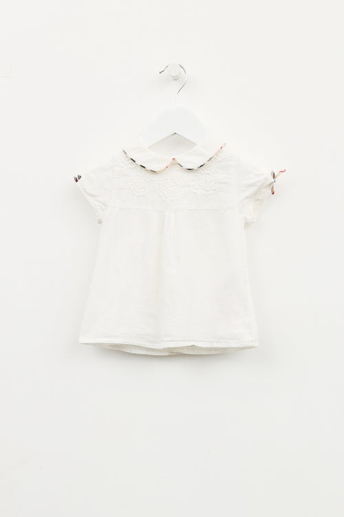 Burberry Kids White Embroidered Top