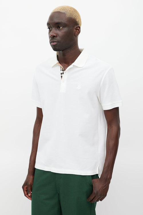 Burberry White Embroidered Logo Polo