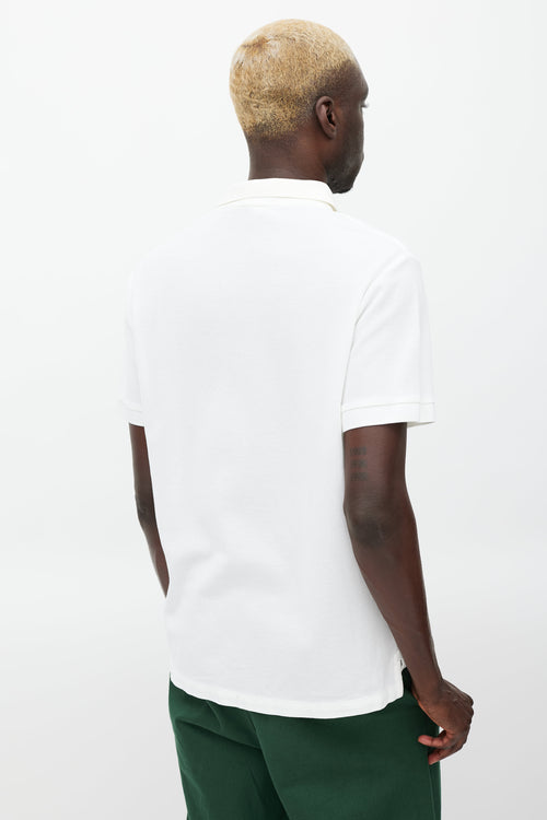 Burberry White Embroidered Logo Polo