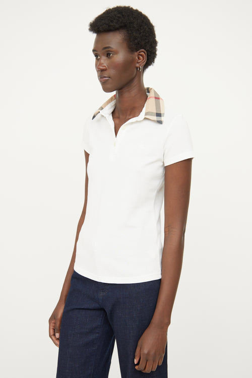 Burberry White 
Check Polo Top