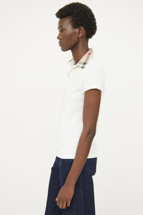 Burberry White 
Check Polo Top