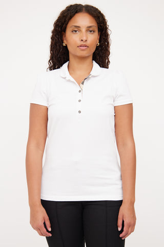 Burberry White Short Sleeve Polo Top