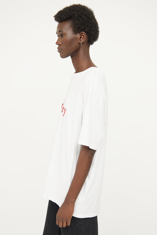 Burberry White 
Red Embroidered Logo T-Shirt