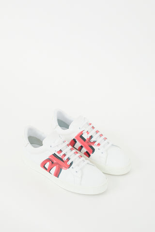 Burberry White 
Red Leather Graffiti Sneaker