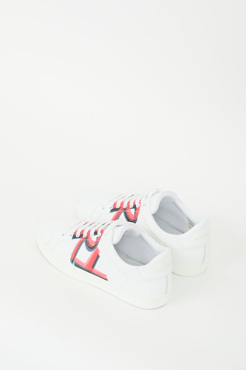 Burberry White 
Red Leather Graffiti Sneaker