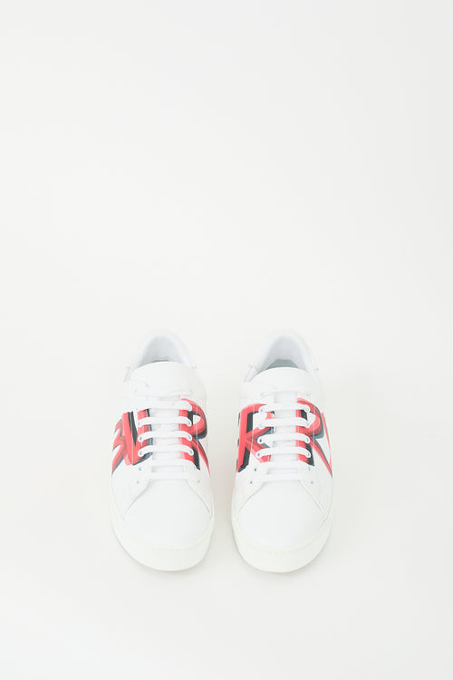 Burberry White 
Red Leather Graffiti Sneaker