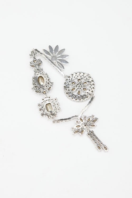 Burberry Silver 
Multicolour Floral Jewel Brooch