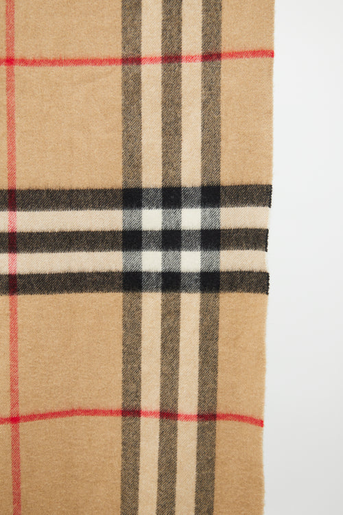 Burberry Brown Cashmere Mega Check Scarf