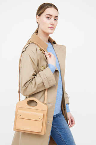 Burberry Warm Sand Pocket Mini Leather  Bag