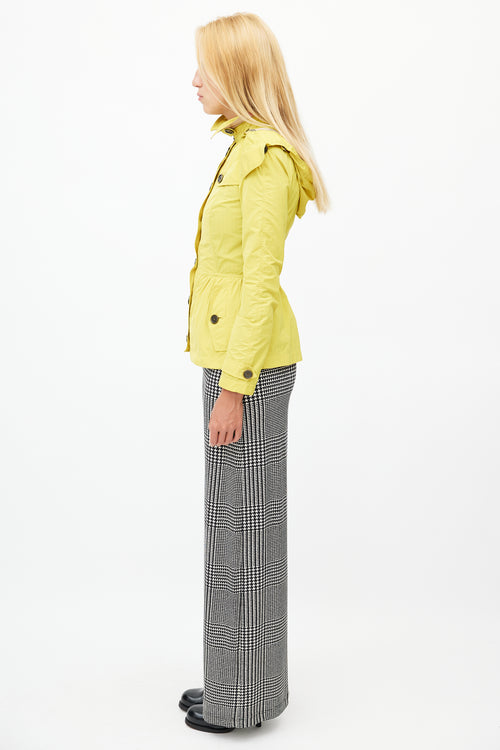 Burberry Yellow Hooded Nylon Short Trench Coat