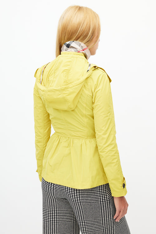 Burberry Yellow Hooded Nylon Short Trench Coat