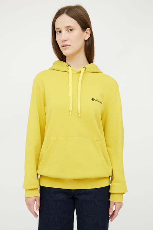 Burberry Yellow 
Black Logo Text Hooded Sweatshirt