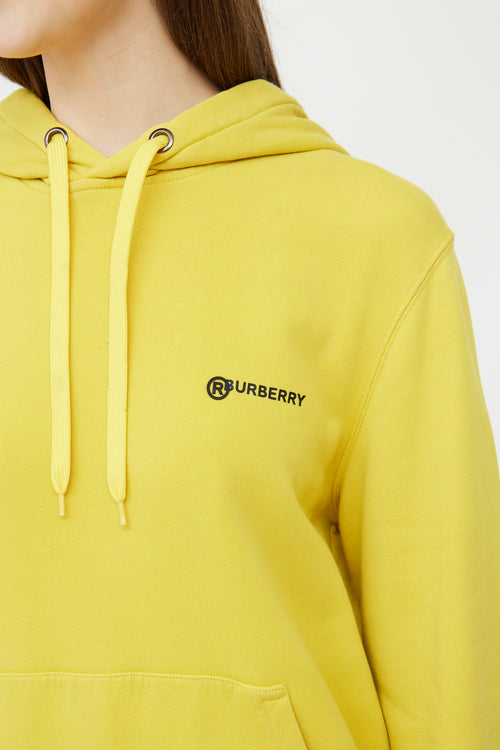 Burberry Yellow 
Black Logo Text Hooded Sweatshirt