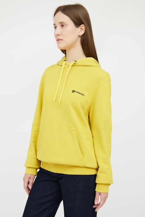 Burberry Yellow 
Black Logo Text Hooded Sweatshirt