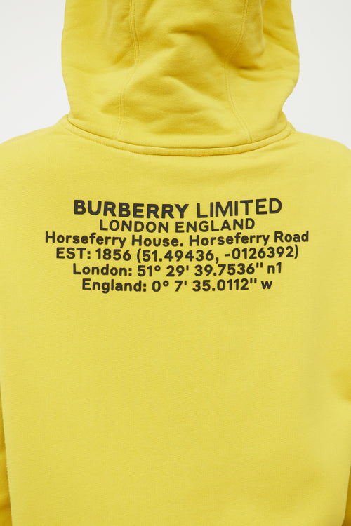 Burberry Yellow 
Black Logo Text Hooded Sweatshirt