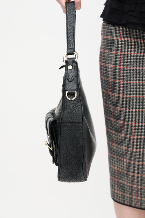 Burberry Black Pebbled Leather Shoulder Bag