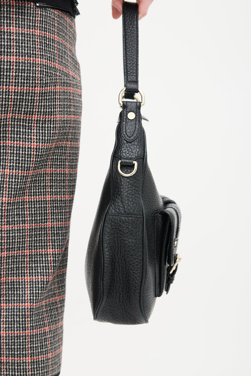 Burberry Black Pebbled Leather Shoulder Bag