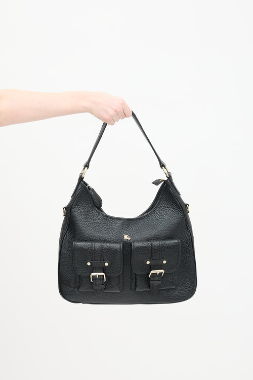 Burberry Black Pebbled Leather Shoulder Bag