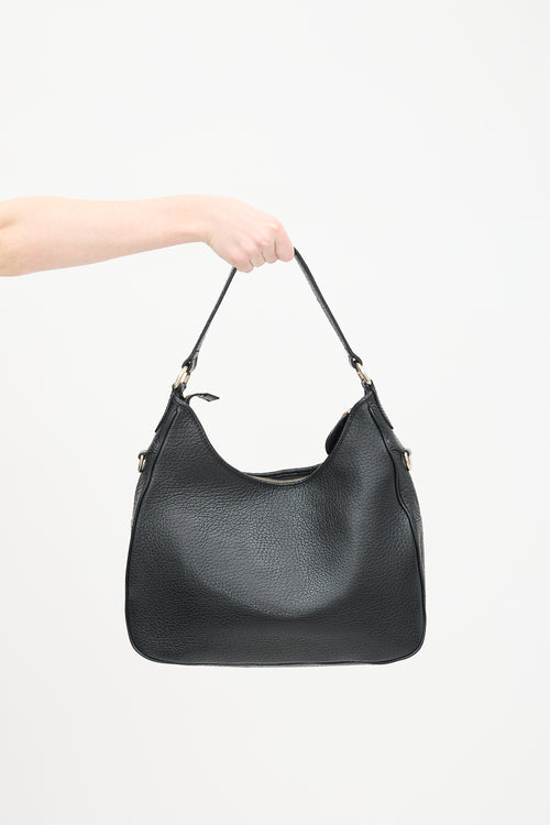 Burberry Black Pebbled Leather Shoulder Bag