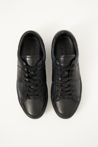 Burberry Black 
Navy Leather Ritson London Sneaker