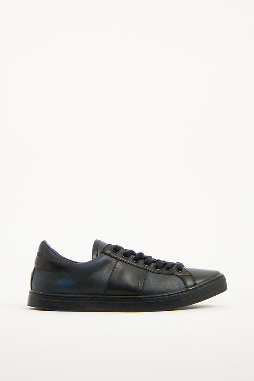 Burberry Black 
Navy Leather Ritson London Sneaker