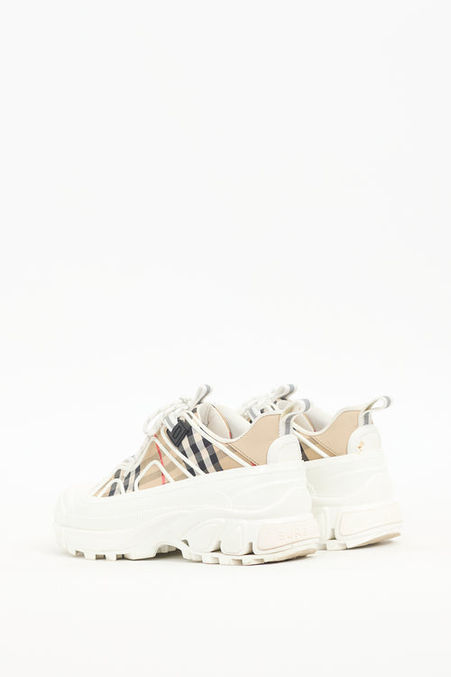 Burberry White 
Beige Nova Check Arthur Sneaker